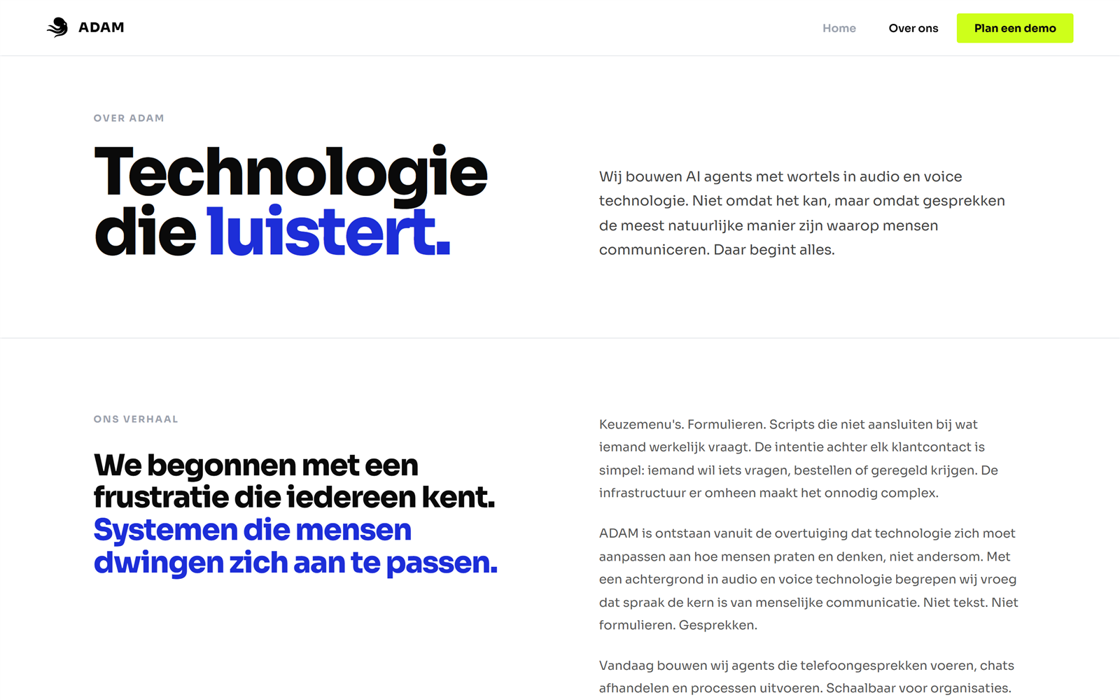 De website van ADAM, de studio achter Rally